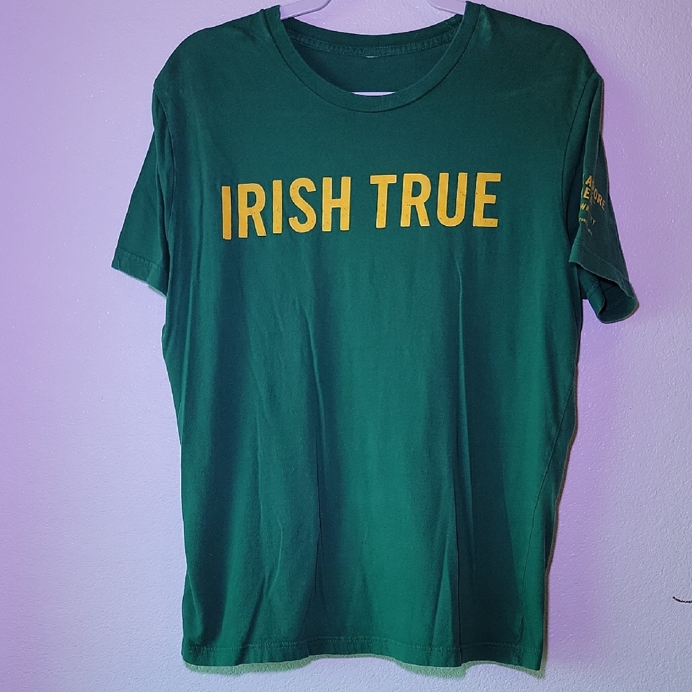 Green T-Shirt with Yellow 'Irish True' Print